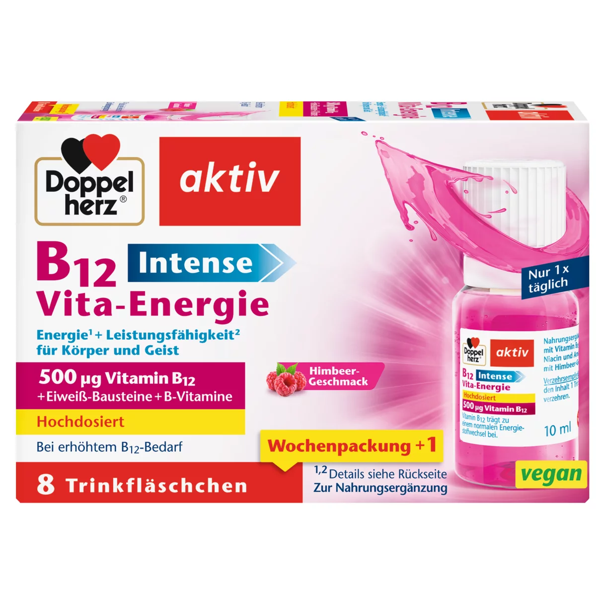 Abbildung der Produktverpackung Doppelherz aktiv B12 Vita-Energie Intense Frontansicht